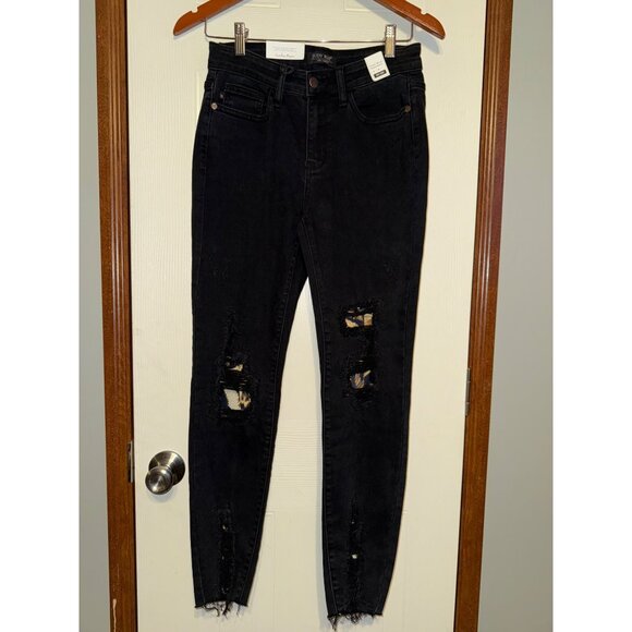 NWT Judy Blue Black Destroyed Leopard Patch Mid-Rise Skinny Jeans (Style: 82168) - Picture 6 of 14